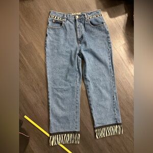 Vintage don’t mess with Texas zebra lined jeans sz 8